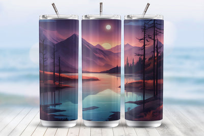 Night Landscape 20 Oz Tumbler Wrap Sublimation Design Sublimation MockupSvgVenue 