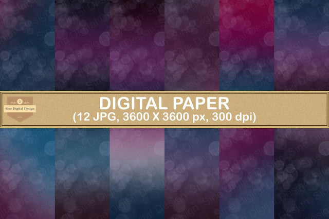 Night Sky Gradient Bokeh Digital Papers Backgrounds Digital Pattern SineDigitalDesign 