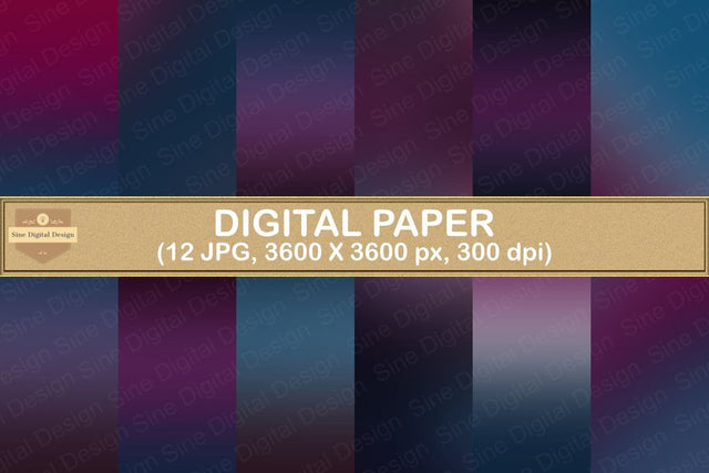 Night Sky Ombre Gradient Digital Papers Background Digital Pattern SineDigitalDesign 