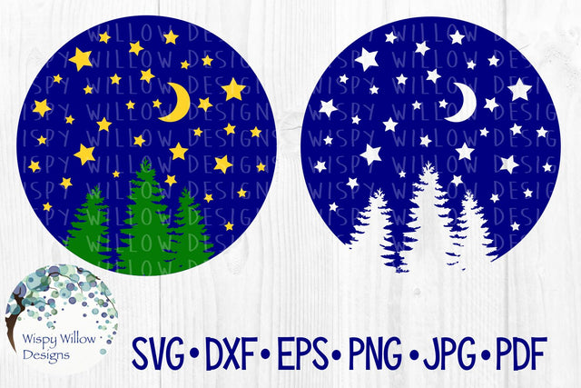 Night Sky Silhouette SVG Wispy Willow Designs 