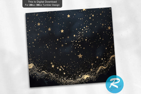 Night Sky With Gold Glitter 20 oz / 30 oz Tumbler PNG Sublimation Regulrcrative 