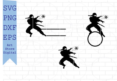 Ninja Monogram Svg Files, Ninja Poses SVG, Ninja Fighter Svg, Martial Arts, Digital Download, Ninja Silhouette, Ninja Party Cut File for Silhouette SVG Artstoredigital 