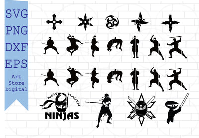 Ninja Poses SVG, Ninja Fighter Svg, Martial Arts, Digital Download, Ninja Silhouette, Ninja Party Cut File for Silhouette SVG Artstoredigital 