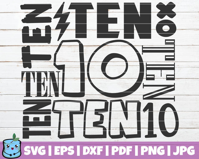 No 10 Word Art SVG MintyMarshmallows 