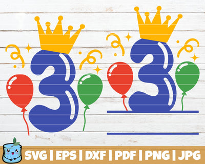 No 3 Balloons SVG MintyMarshmallows 