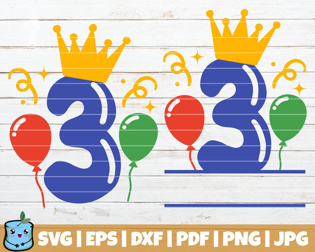No 3 Balloons SVG MintyMarshmallows 