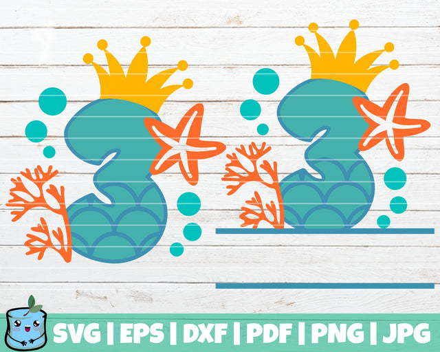 No 3 Mermaid SVG MintyMarshmallows 