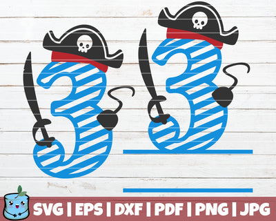 No 3 Pirate SVG MintyMarshmallows 
