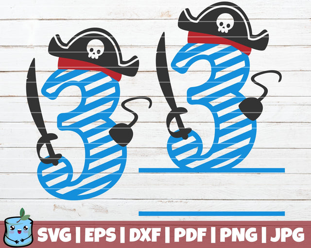 No 3 Pirate SVG MintyMarshmallows 