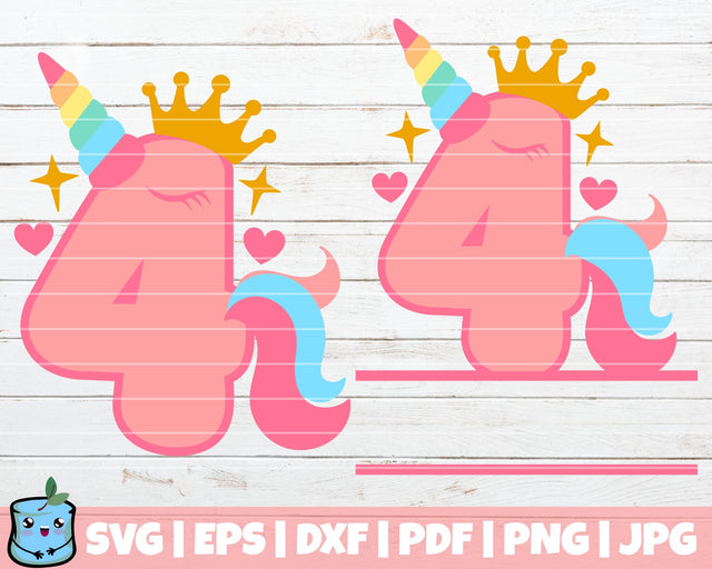 No 4 Unicorn SVG MintyMarshmallows 