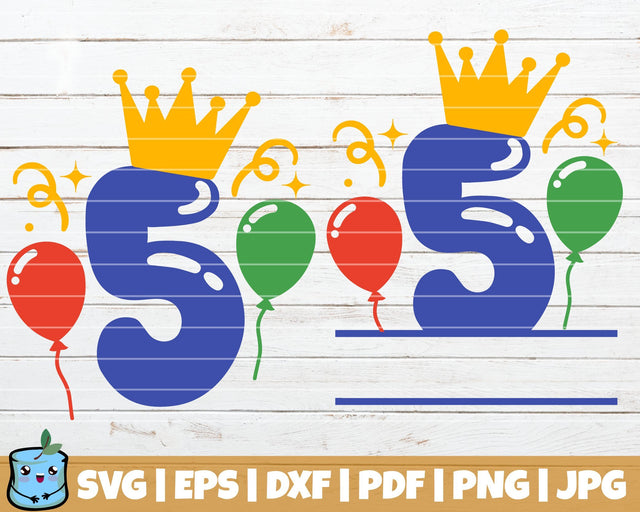 No 5 Balloons SVG MintyMarshmallows 