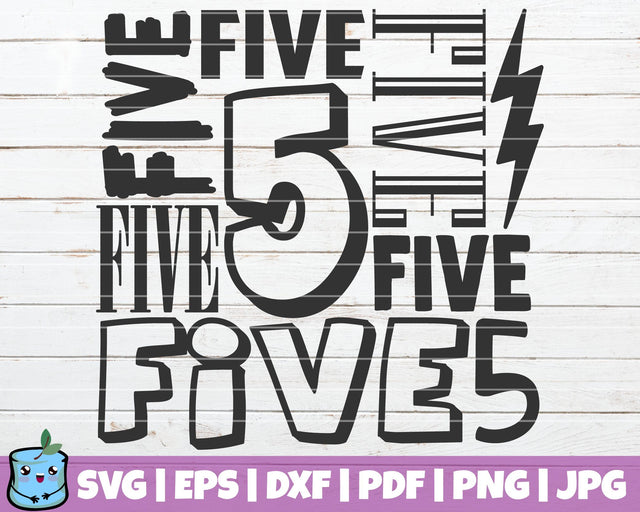 No 5 Word Art SVG MintyMarshmallows 
