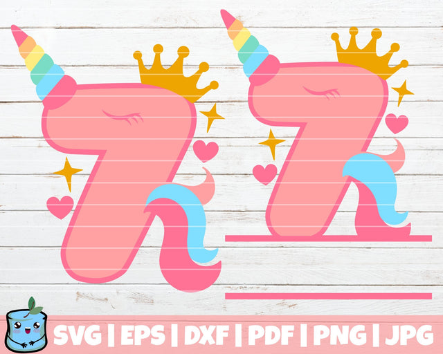 No 7 Unicorn SVG MintyMarshmallows 