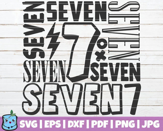 No 7 Word Art SVG MintyMarshmallows 