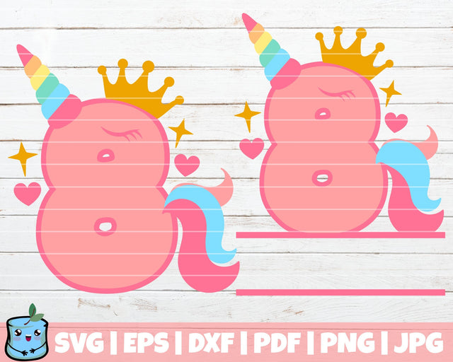 No 8 Unicorn SVG MintyMarshmallows 