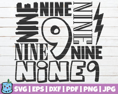 No 9 Word Art SVG MintyMarshmallows 