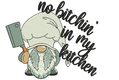No Bitchin' in My Kitchen Embroidery Design, Gnome Embroidery Design, Tea Towel Embroidery File Embroidery/Applique DESIGNS NextEmbroidery 