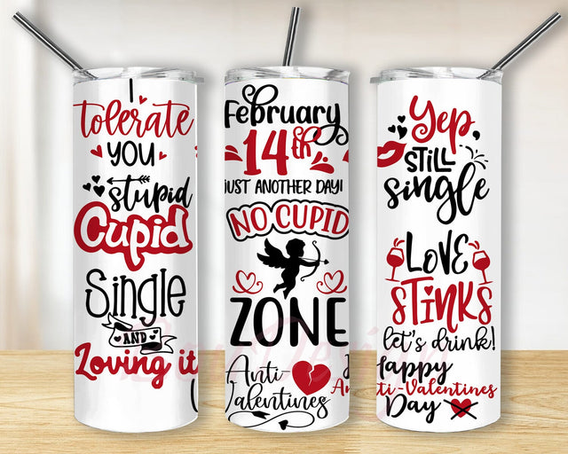 No Cupid Zone Tumbler Design, Anti Valentines Quotes Tumbler Wrap, Funny Valentines Tumbler Png, Funny Quotes Sublimation Png, Digital Download Sublimation BouDesign 