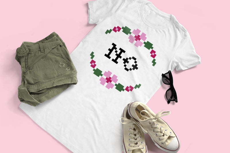 No Faux Cross Stitch with Floral Border SVG SVG Designed by Geeks 