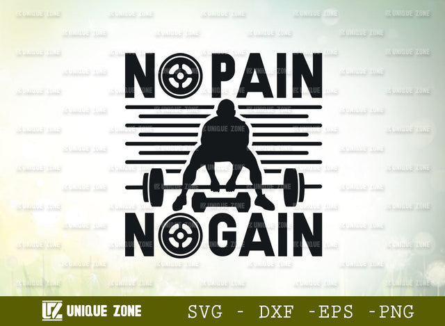 No Pain No Gain SVG Cut File, Fitness Humor Svg, Gym Svg, Wine Svg, Workout Motivation Svg, Dumbbell Svg, Gym Quote, SVG Unique Zone 