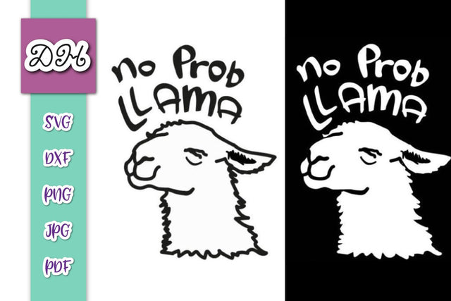 No ProbLlama Print & Cut SVG Digitals by Hanna 