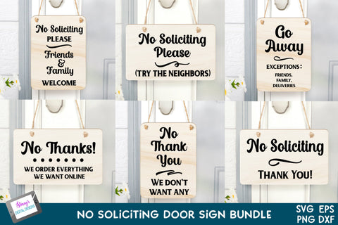 No Soliciting Sign Bundle | 6 Door Sign Designs SVG Stacy's Digital Designs 