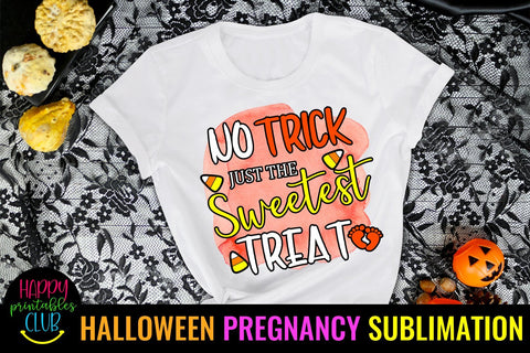 No Trick Just Sweetest Treat-Halloween Pregnancy Sublimation Sublimation Happy Printables Club 