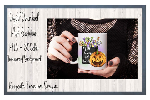 No Tricks Just Treats, Halloween Sublimation Design, PNG Printable, Digital Download, Ready To Print Sublimation Keepsake Treasures Designs LLC. 