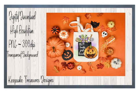 No Tricks Just Treats, Halloween Sublimation Design, PNG Printable, Digital Download, Ready To Print Sublimation Keepsake Treasures Designs LLC. 