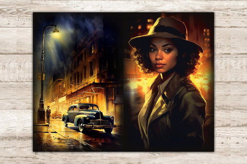 Noire Detective Ephemera | Art Noir Junk Journal Pages SVG GlamArtZhanna 