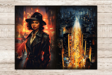 Noire Detective Ephemera | Art Noir Junk Journal Pages SVG GlamArtZhanna 