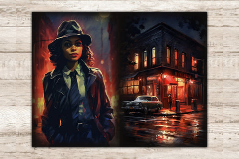 Noire Detective Ephemera | Art Noir Junk Journal Pages SVG GlamArtZhanna 