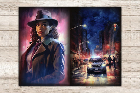 Noire Detective Ephemera | Art Noir Junk Journal Pages SVG GlamArtZhanna 