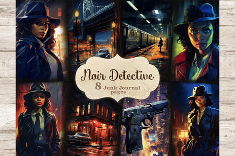 Noire Detective Ephemera | Art Noir Junk Journal Pages SVG GlamArtZhanna 