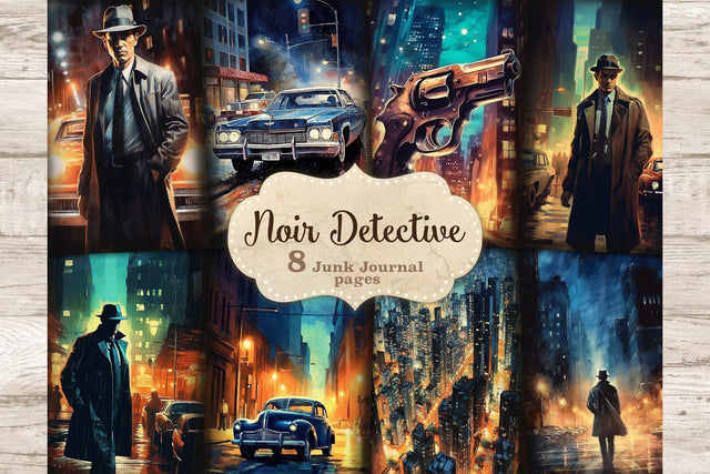 Noire Detective Junk Journal Pages | Ephemera Pages SVG GlamArtZhanna 