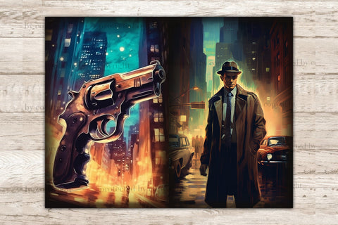 Noire Detective Junk Journal Pages | Ephemera Pages SVG GlamArtZhanna 