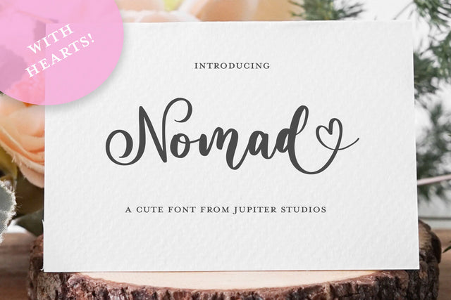 Nomad Script Font (Heart Fonts, Swirly Fonts, Craft Fonts, Cute Fonts) Font Jupiter Studio Fonts 