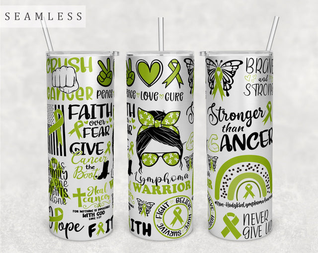 Non Hodgkin Lymphoma Awareness Tumbler Wrap, 20 Oz Skinny Tumbler Sublimation Design, Seamless Lime Green Ribbon Tumbler PNG Sublimation HappyDesignStudio 