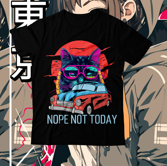 Nope Not Today SVG Cut File, Nope Not Today T-Shirt Design, Cat Clipart Design, Cat Graphic T-Shirt Design,Cat SVG Cut File, Cat SVG Bundle, Cat Retro SVG SVG BlackCatsMedia 