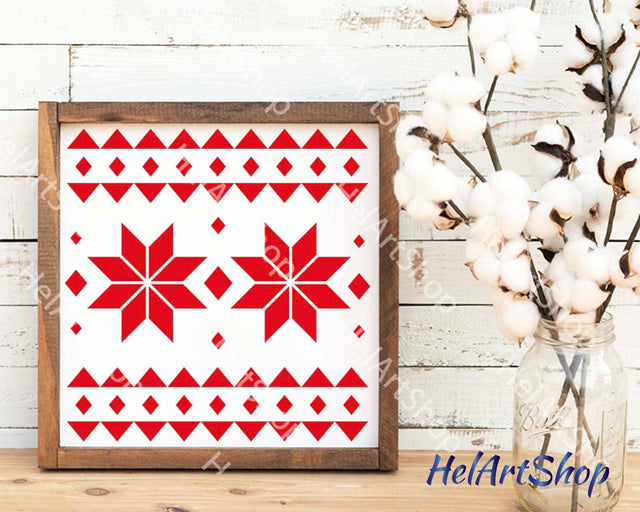 Nordic Christmas Pattern Svg, Rustic Svg, Winter Ornament SVG SVG _HelArtShop_ 