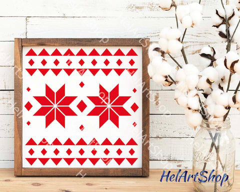 Nordic Christmas Pattern Svg, Rustic Svg, Winter Ornament SVG SVG _HelArtShop_ 