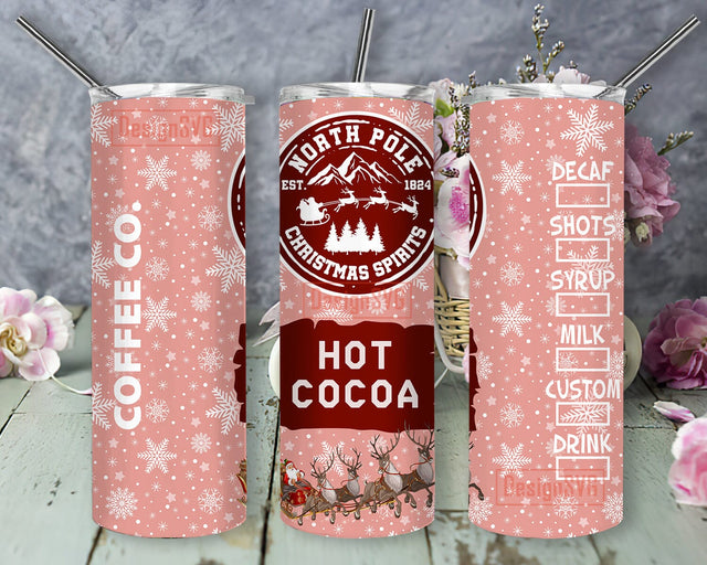 Nort Pole Christmas Spirits Tumbler Design, Christmas Coffee Co 20oz Skinny Png, Snowflakes Tumbler Wrap, Hot Cocoa Tumbler With Lid And Straw, Instant Download Sublimation DesignSVG 
