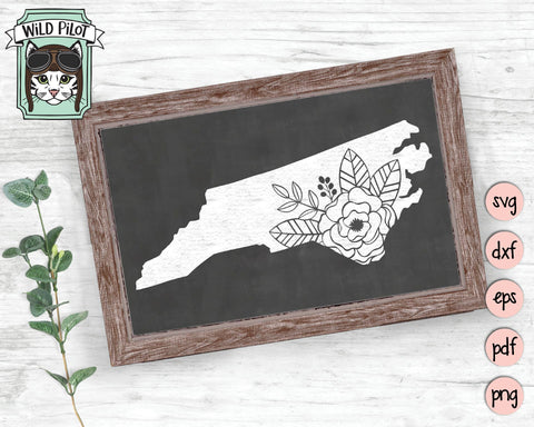 North Carolina Silhouette Floral SVG Cut File SVG Wild Pilot 