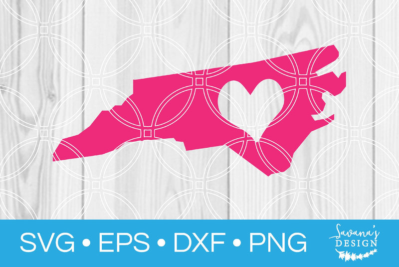 North Carolina State with Heart SVG SavanasDesign 