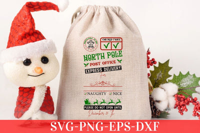 North pole 24 dec check twice north pole post office express delivery for naughty nice please do not open until december 25 th SVG SVG DESIGNISTIC 
