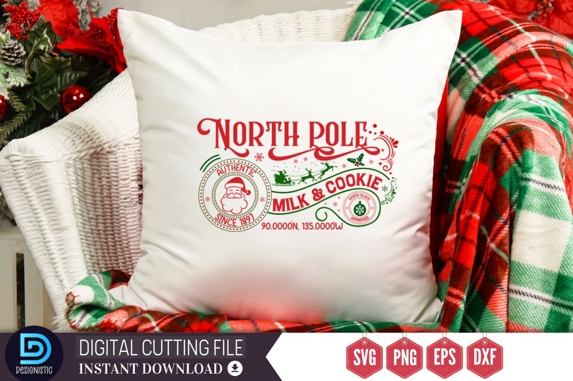 Christmas pillow cover, Santa milk and cookies, Christmas pillows,  farmhouse Christmas, North Pole pillow
