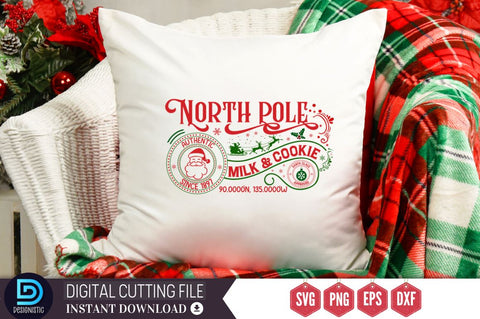 North pole authentic since 1897 milk & cookie co. santa claus approved 90.0000N, 135.0000w SVG SVG DESIGNISTIC 