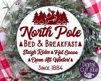 North Pole Bed And Breakfast Svg - Round Christmas Svg SVG Crafty Mama Studios 