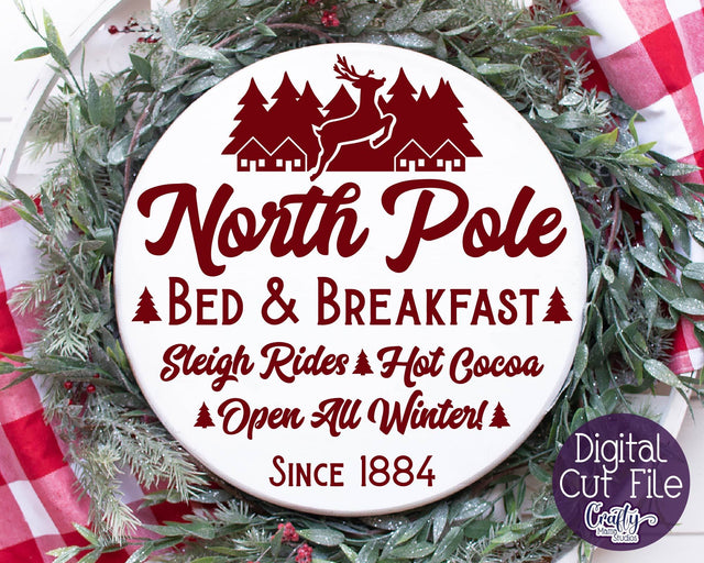 North Pole Bed And Breakfast Svg - Round Christmas Svg SVG Crafty Mama Studios 