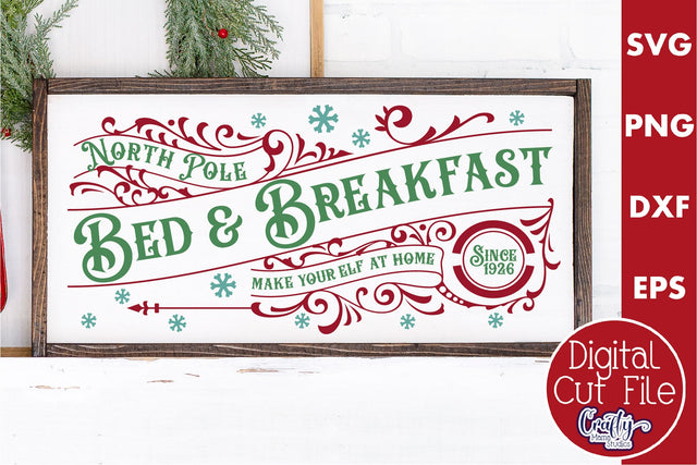 North Pole Bed And Breakfast, Vintage Christmas Farmhouse SVG Crafty Mama Studios 
